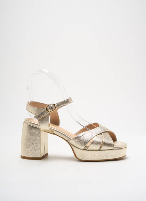 Sandales/nu pieds tissage satiné talon de 4 à 6cm or REQINS femme