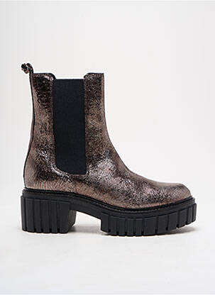 Bottines/boots tissage satiné talon de 4 à 6cm marron REQINS femme
