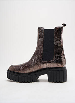 Bottines/boots tissage satiné talon de 4 à 6cm marron REQINS femme