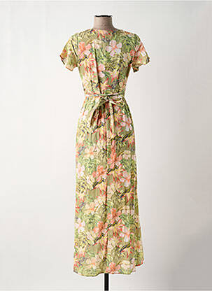 Robe longue manches courtes manches courtes vert BANANA MOON femme