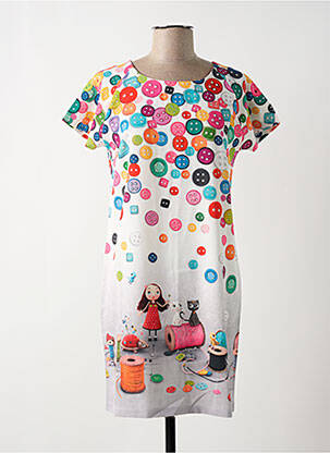 Robe courte manches courtes manches courtes blanc ANATOPIK femme