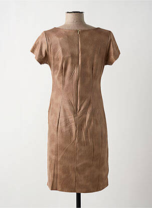 Robe courte fermeture zippée au dos manches courtes marron REVD'ELLE femme