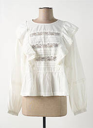 Blouse légère et transparente manches longues blanc ICHI femme