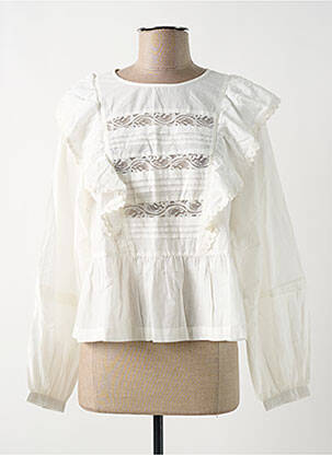 Blouse légère et transparente manches longues blanc ICHI femme