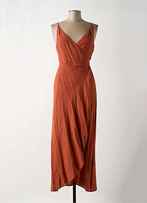 Robe longue manches bretelles ajustables fines bretelles orange BANANA MOON femme
