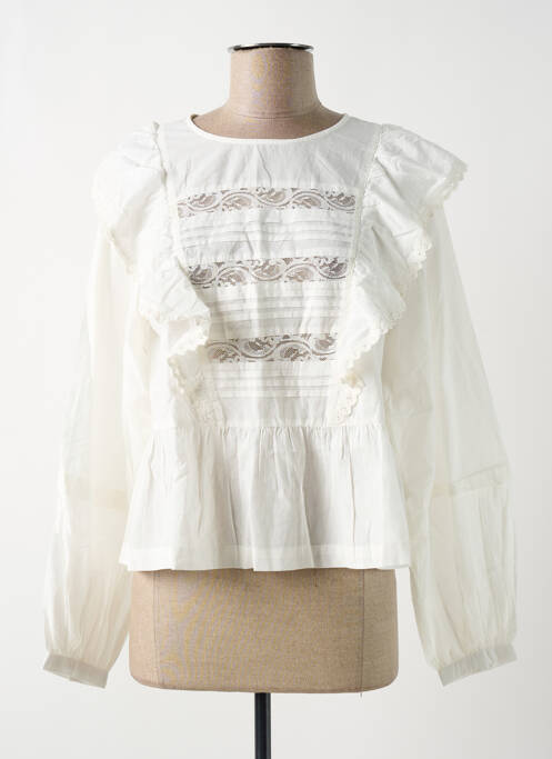 Blouse légère et transparente manches longues blanc ICHI femme