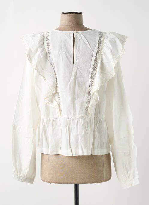 Blouse légère et transparente manches longues blanc ICHI femme