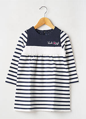Robe mi-longue fermeture pressionnée manches longues bleu WEEK END A LA MER fille
