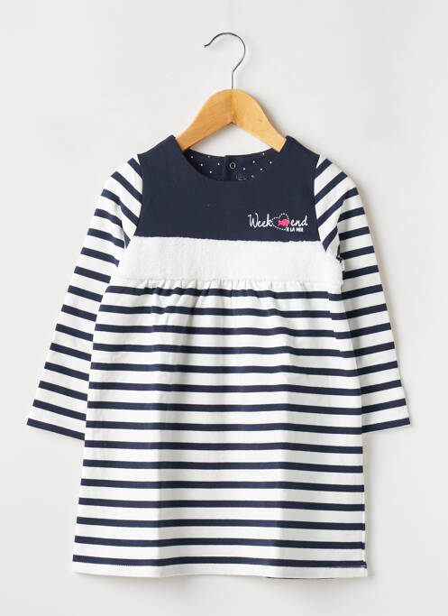 Robe mi-longue fermeture pressionnée manches longues bleu WEEK END A LA MER fille