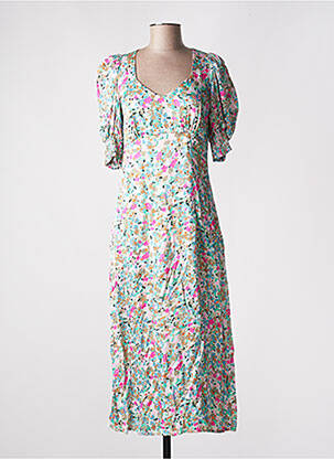 Robe longue manches courtes manches courtes vert IMPREVU femme
