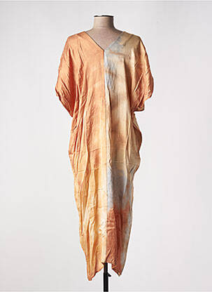 Robe longue manches courtes manches courtes orange LAUREN VIDAL femme