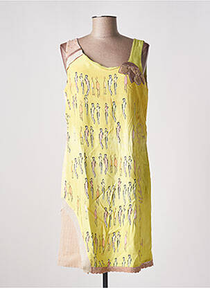 Robe mi-longue imprimé fantaisie sans manche jaune ELISA CAVALETTI femme