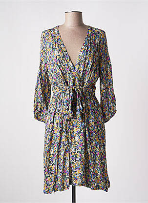 Robe mi-longue imprimé fleurs manches longues vert INDIES femme