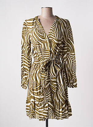 Robe mi-longue coupe évasée manches longues vert LAUREN VIDAL femme