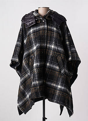 Poncho coupe asymétrique noir LAUREN VIDAL femme