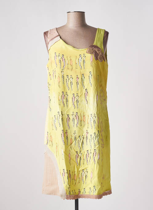 Robe mi-longue coupe fluide sans manche jaune ELISA CAVALETTI femme