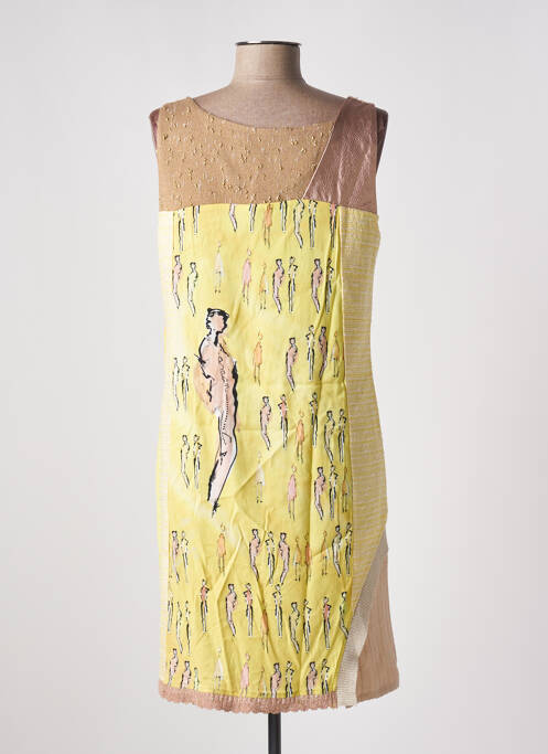 Robe mi-longue coupe fluide sans manche jaune ELISA CAVALETTI femme