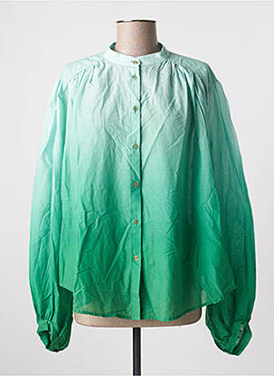 Chemisier tissage popeline manches longues vert IMPREVU femme