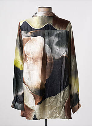 Chemisier imprimé fantaisie manches longues marron LAUREN VIDAL femme