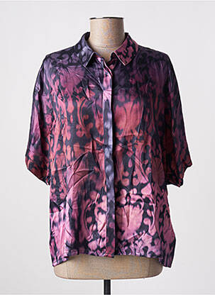 Chemisier imprimé fantaisie manches courtes violet LAUREN VIDAL femme