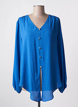Chemisier tissage crêpe manches longues bleu JOSEPH RIBKOFF femme