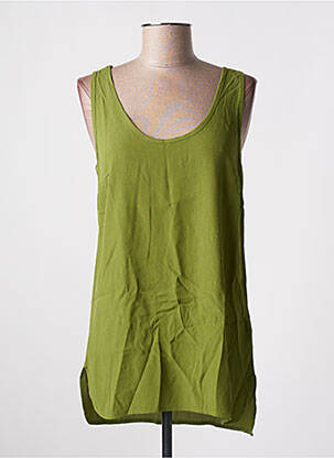 Tunique sans manche tissage crêpe vert LAUREN VIDAL femme