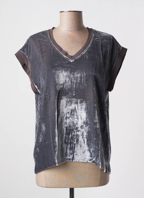 Top manches courtes manches courtes gris LAUREN VIDAL femme