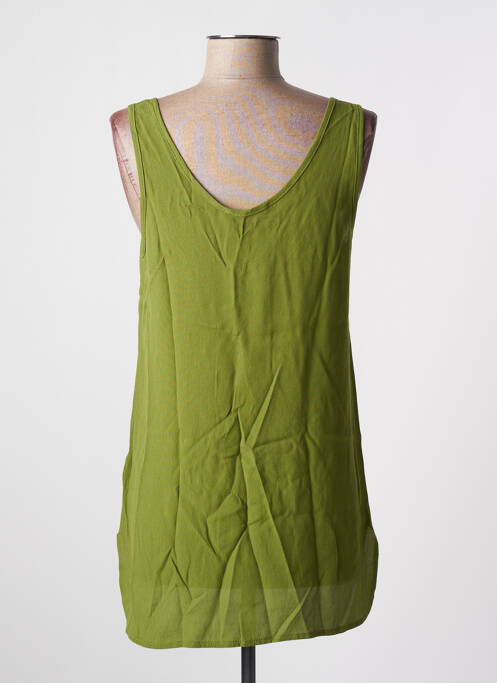 Tunique sans manche tissage crêpe vert LAUREN VIDAL femme