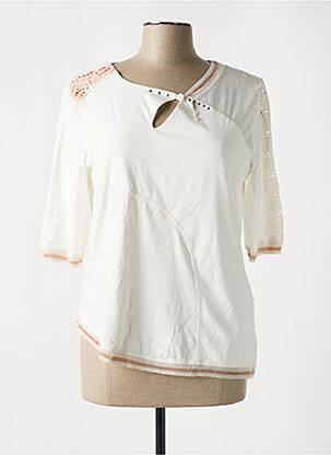Top col v manches 3/4 blanc ELISA CAVALETTI femme