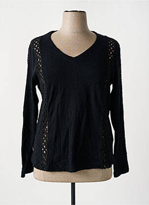 Pull coupe cintrée manches longues noir INDIES femme