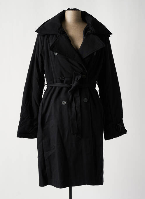 Manteau long coupe cintrée sans capuche noir NÜ femme