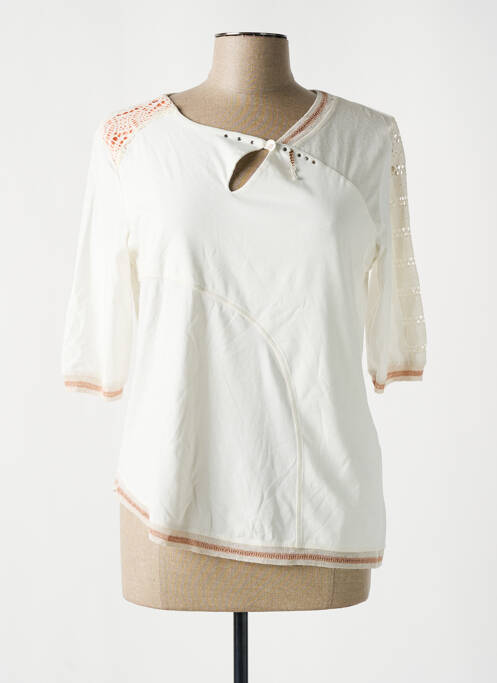Top col v manches 3/4 blanc ELISA CAVALETTI femme
