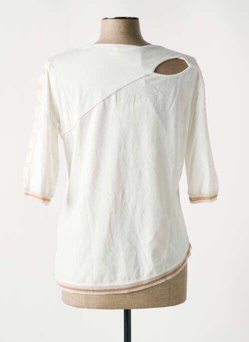 Top col v manches 3/4 blanc ELISA CAVALETTI femme