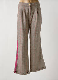 Pantalon large fermeture zippée sous rabat boutonné taille haute marron ELISA CAVALETTI femme