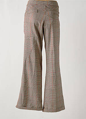 Pantalon large fermeture zippée sous rabat boutonné taille haute marron ELISA CAVALETTI femme