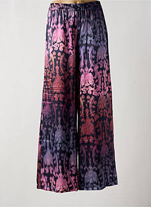 Pantalon large coupe fluide taille haute violet LAUREN VIDAL femme
