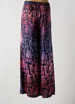 Pantalon large coupe fluide taille haute violet LAUREN VIDAL femme