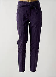 Pantalon slim tissage popeline taille haute violet ONE STEP femme