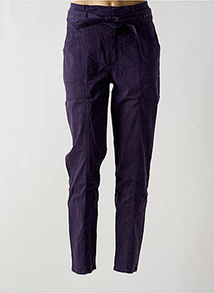 Pantalon slim tissage popeline taille haute violet ONE STEP femme