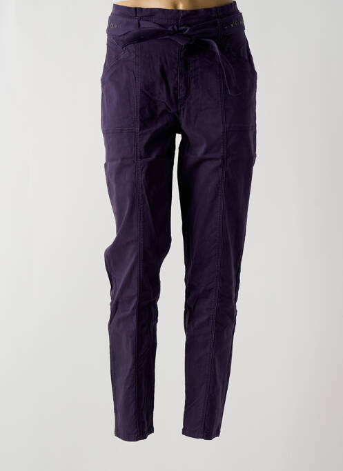 Pantalon slim tissage popeline taille haute violet ONE STEP femme