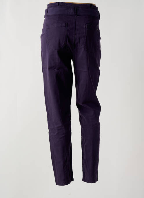 Pantalon slim tissage popeline taille haute violet ONE STEP femme