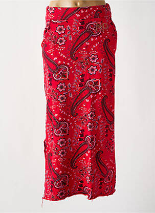 Jupe longue coupe droite rouge IMPREVU femme