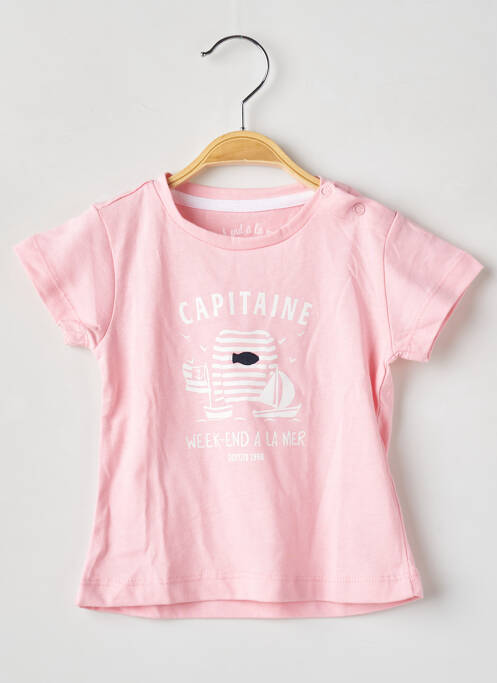 T-shirt coupe cintrée manches courtes rose WEEK END A LA MER fille