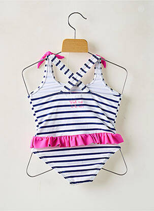 Maillot de bain 1 pièce imprimé rayures blanc WEEK END A LA MER fille