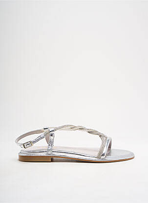 Sandales/nu pieds chiquet talon plat jusqu'à 3cm argent REQINS femme