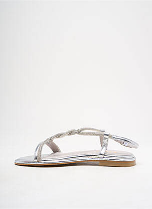 Sandales/nu pieds chiquet talon plat jusqu'à 3cm argent REQINS femme