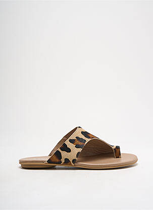 Tongs impression talon plat jusqu'à 3cm beige REQINS femme