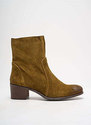 Bottines/boots tissage satiné talon de 4 à 6cm vert ALIWELL femme