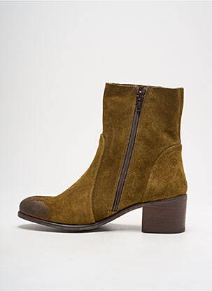Bottines/boots tissage satiné talon de 4 à 6cm vert ALIWELL femme