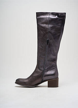 Bottes tissage satiné talon de 4 à 6cm gris ALIWELL femme